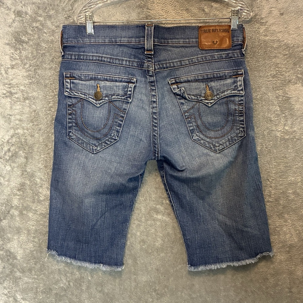 True Religion Mens Ricky Relaxed Straight Denim Shorts 32 Y2K Grunge Sleaze